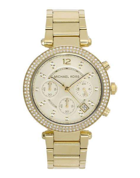 michael kors watch new gold face parker|michael kors parker chronograph watch.